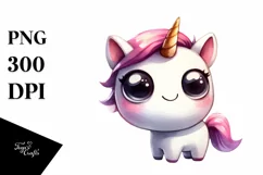 Funny Unicorn with Big Eyes PNG Product Image 3