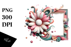 Glossy Daisy in Frame PNG Product Image 1