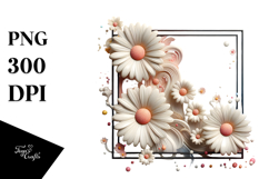 Glossy Daisy in Frame PNG Product Image 1