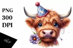 Cow Cow Portrait with Party Hat and Flower Product Image 3
