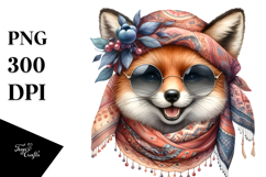 Funny Fox Wearing Silk Scarf Sunglasses | Sublimation Product Image 1