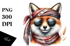 Funny Fox Wearing Silk Scarf Sunglasses | Sublimation Product Image 1