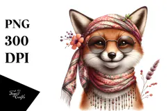 Funny Fox Wearing Silk Scarf Sunglasses | Sublimation Product Image 1