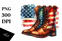 Washed Boots USA Colors Watercolor Clipart Product Image 1