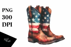 Washed Boots USA Colors Watercolor Clipart Product Image 3