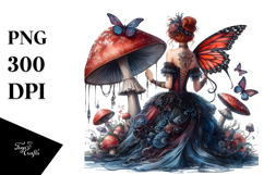 Gothic Fairy on Mushroom PNG Product Image 1