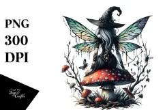 Gothic Fairy on Mushroom PNG Product Image 1