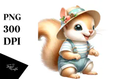 Cute Baby Squirrel in Summer Clothes PNG Product Image 1
