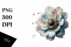 A Shiny Flower Clipart with Watercolor Splash Product Image 1