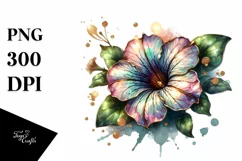A Shiny Petunia Clipart with Watercolor Splash Product Image 1