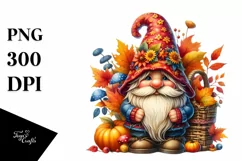 Detailed Vibrant Autumn Gnome PNG Product Image 3