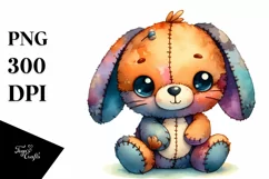 Colorful Brownish Plush Rabbit Watercolor | Clipart Product Image 1