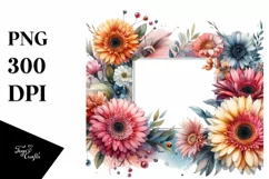Glossy Gerbera Frame with Colorful Petals PNG Product Image 1