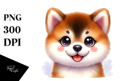 Happy Cartoon Akita Baby PNG Product Image 1