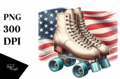 Vintage Roller Skates USA Flag Sublimation Clipart Product Image 3