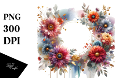 Watercolor Abstract Horizontal Frame Gerbera Gold Product Image 1