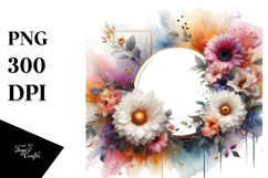 Watercolor Abstract Horizontal Frame Gerbera Gold Product Image 1