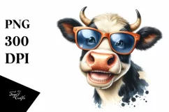 Cow with Sunglasses and Goofy Smile | Sublimation | Clipart Product Image 1