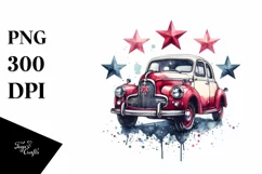 Watercolor Vintage Car Stars | Clipart Product Image 1