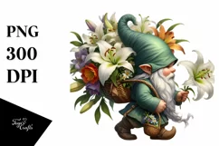 Detailed Gnome Lily Bouquet | Clipart Product Image 3
