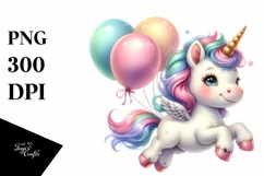 Cute Baby Unicorn Dancing Baloons | Clipart Product Image 3