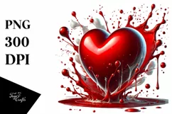 Red Splashy Heart Digital Painting PNG Product Image 1