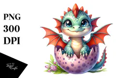 Watercolor Baby Dragon Smiling in Poket Product Image 1