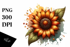 Detailed Stained Sunflower Watercolor Splash Sublimation Product Image 3