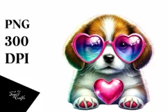 Puppy with Heart Sunglasses PNG Product Image 1