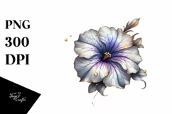 A Shiny Petunia Clipart with Watercolor Splash Product Image 3