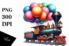 Watercolor Vintage Train PNG Product Image 1