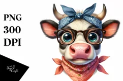 Cow with Bandana and Fancy es | Clipart Product Image 1