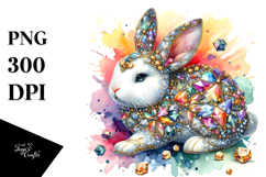 Colorful Bunny Made of Diamonds with Golden Insertions PNG Product Image 1