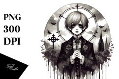 Washed Watercolor Gothic Boy | Sublimation | Clipart Product Image 3