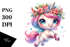 Jumping Baby Unicorn with Cool Haircut, Transparent PNG Product Image 1