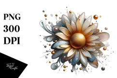 Glossy Sunflower, Watercolor PNG Product Image 1