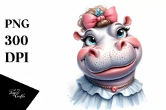 Funny Cute Hippo Portrait Smiling | Clipart Product Image 1