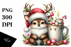 Cute Little Ren Deer Hot Cocoa PNG Product Image 3