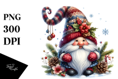 Christmas Gnome Watercolor PNG Product Image 1
