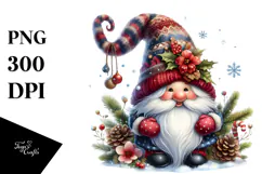 Christmas Gnome Watercolor PNG Product Image 1