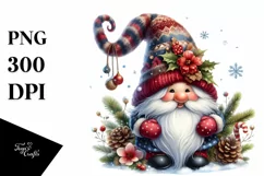 Christmas Gnome Watercolor PNG Product Image 3