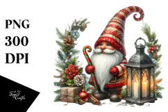 Christmas Gnome Watercolor PNG Product Image 1