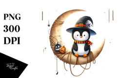 Moonlit Halloween Penguin PNG Product Image 1