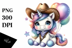 Cute Baby Unicorn Cowboy Hat Balloons Product Image 3