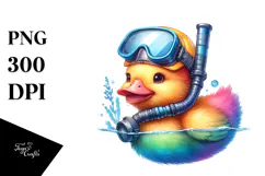 Colorful Duck with Scuba Helmet | Sublimation Clipart Product Image 1