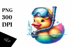 Colorful Duck with Scuba Helmet | Sublimation Clipart Product Image 3