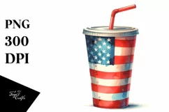 Watercolor Vintage Plastic Cup USA Flag Collors | Clipart Product Image 3