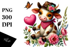 Boho Cow Sitting on a Flower PNG Product Image 1