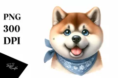 Watercolor Akita Big Eyes Caricature-like Product Image 3