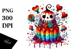 Simple Watercolor Moon with Blood and Hearts PNG Product Image 1